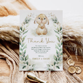 Green Bunny Rabbit Neutral Baby shower Bedankkaart