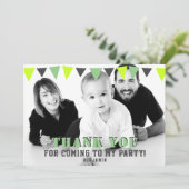 Green Bunting Flags Kinder Foto Birthday Bedankkaart (Staand voorkant)