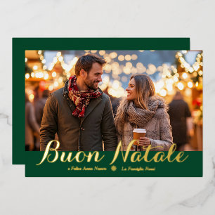 Green Buon Natale e Felice Anno Nuovo Script Foto Folie Feestdagenkaart
