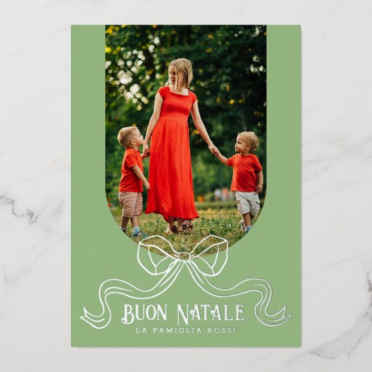 Green Buon Natale Eenvoudige Moderne Coquette Bow  Folie Feestdagenkaart (Voorkant)