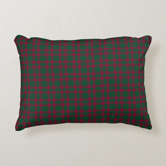 Green Burgundy Plaid Pattern Accent Kussen (Voorkant)