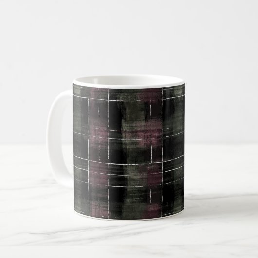 Green Burgundy Stripes Koffiemok (Voorkant links)