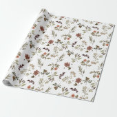 Green Burgundy Wildflower Cadeaupapier (Uitgerold)