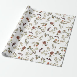 Green Burgundy Wildflower Cadeaupapier
