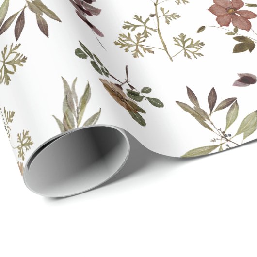 Green Burgundy Wildflower  Cadeaupapier (Rol Hoek)