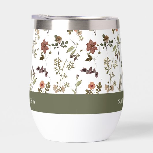 Green Burgundy Wildflower Monogram Name (Rechts)