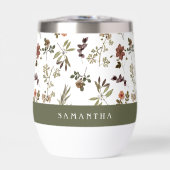 Green Burgundy Wildflower Monogram Name (Voorkant)