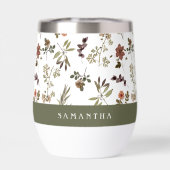 Green Burgundy Wildflower Monogram Name (Achterkant)