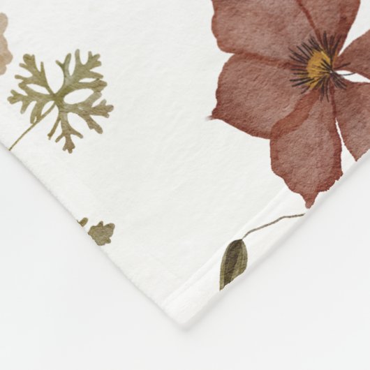 Green Burgundy Wildflower Monogram Name Fleece Deken (Hoek)