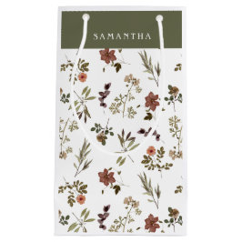 Green Burgundy Wildflower Monogram Name Klein Cadeauzakje