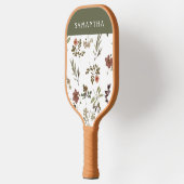 Green Burgundy Wildflower Monogram Name Pickleball Paddle (Links)