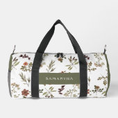 Green Burgundy Wildflower Monogram Name Plunjezak (Achterkant)