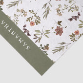 Green Burgundy Wildflower Monogram Name Tissuepapier (Detail)