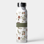 Green Burgundy Wildflower Monogram Name Waterfles (Links)