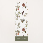 Green Burgundy Wildflower Monogram Name Yogamat (Voorkant)