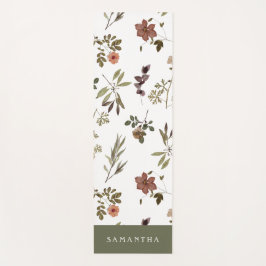 Green Burgundy Wildflower Monogram Name Yogamat
