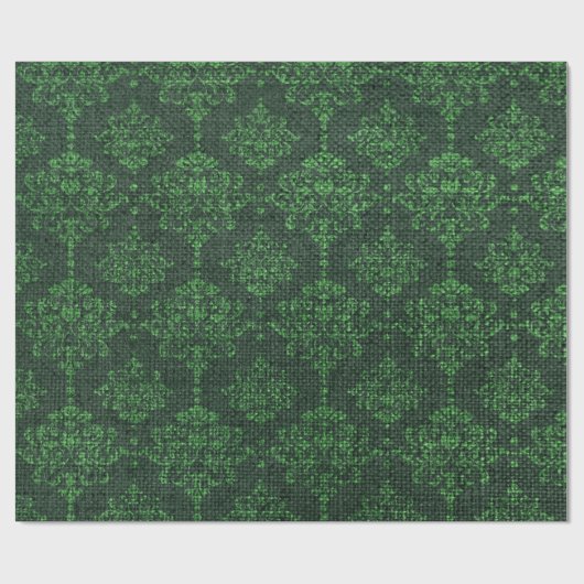Green Burlap Damask Cadeaupapier (Vlak)