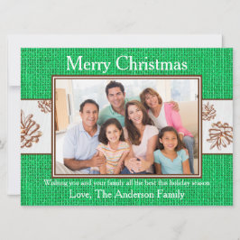 Green Burlap Pinecones Foto - 6 x 8 kerstKaart