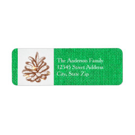 Green Burlap Pinecones Photo-Return Address Label