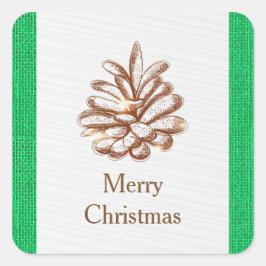 Green Burlap Pinecones Photo - Square Sticker