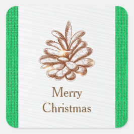 Green Burlap Pinecones Photo - Square Sticker