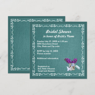 Green Burlap Purple Flowers Jar Vrijgezellenfeest Kaart