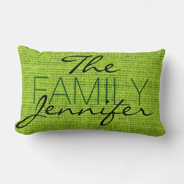 Green Burlap Rustic Linen Monogram Kussen (Voorkant)