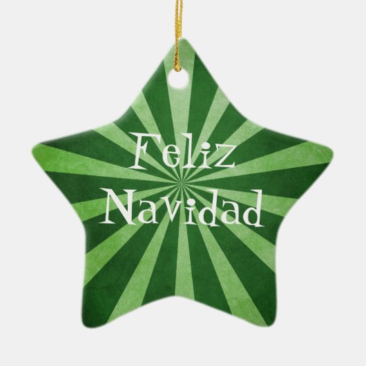 Green Burst Feliz Navidad-kerstversiering Keramisch Ornament (Voorkant)