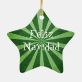 Green Burst Feliz Navidad-kerstversiering Keramisch Ornament (Achterkant)