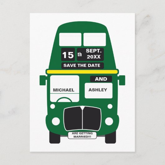 Green Bus Sla de datum briefkaart op (Voorkant)