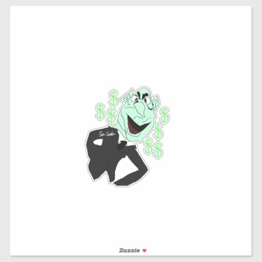Green business executive puppet sticker (Vel)