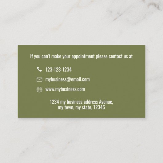 Green Business Logo Simple Minimalist  Afsprakenkaartje (Achterkant)