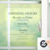 Green Business Opening Hours Sign | Window Cling Raamsticker (Huis)