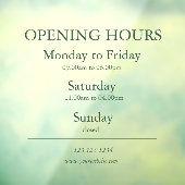 Green Business Opening Hours Sign | Window Cling Raamsticker (Vel 3)