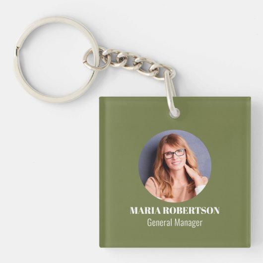 Green Business Photo Simple Custom Sleutelhanger (Voorkant)