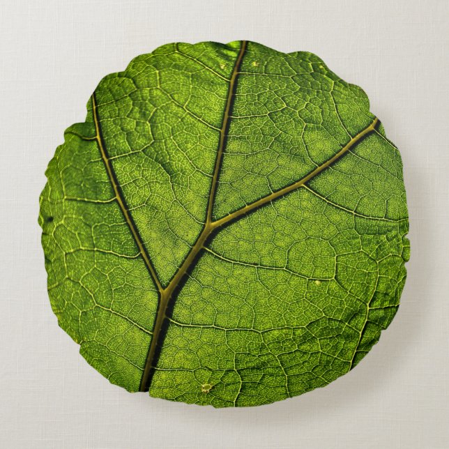Green Butterbur Leaf Rond Kussen (Voorkant)