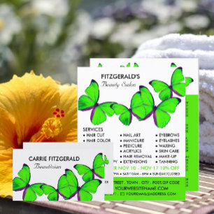 Green Butterflies, Beauticien, Beauty Salon Visitekaartje