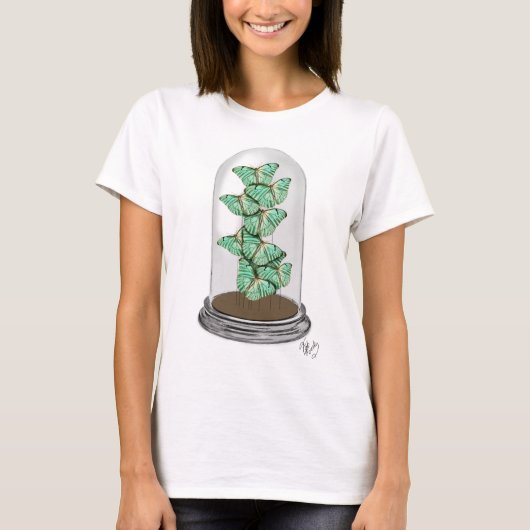 Green Butterflies in Bell Jar 2 T-shirt (Voorkant)