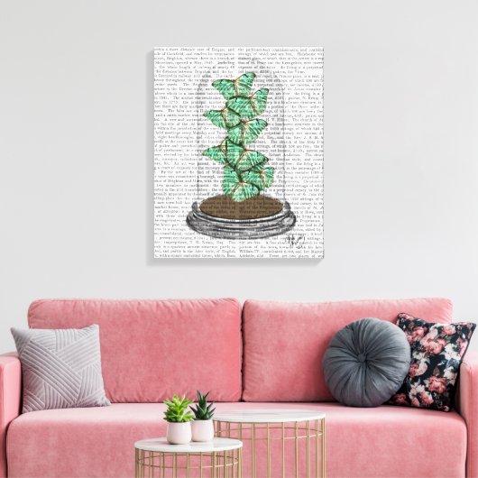 Green Butterflies in Bell Jar Canvas Afdruk (Insitu (Woonkamer))