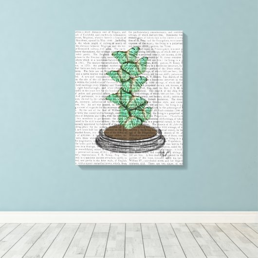 Green Butterflies in Bell Jar Canvas Afdruk (Insitu (Houten vloer))