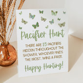 Green Butterfly Baby shower Pacifier Hunt Game Reclamebord Met Voetstuk