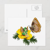 Green Butterfly Fairy Briefkaart (Voorkant / Achterkant)