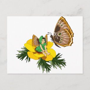 Green Butterfly Fairy Briefkaart