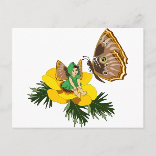 Green Butterfly Fairy Briefkaart (Voorkant)