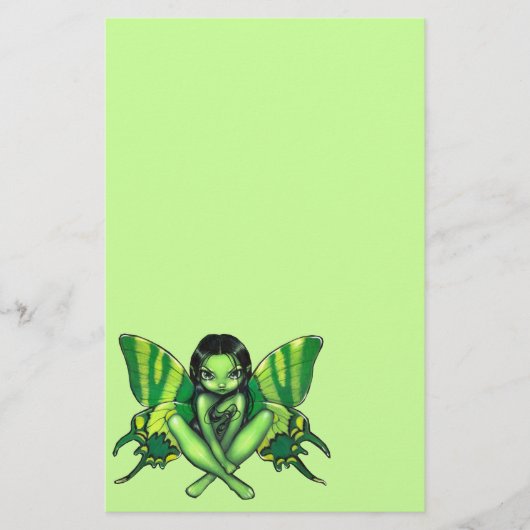 "Green Butterfly Fantasy" Stationery Briefpapier (Voorkant)