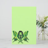 "Green Butterfly Fantasy" Stationery Briefpapier (Staand voorkant)