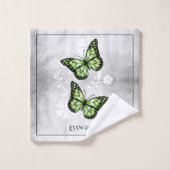 Green Butterfly Floral Bath Towel Set Bad Handdoek (Wasdoekje)
