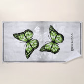 Green Butterfly Floral Beach Towel Strandlaken (Voorkant)