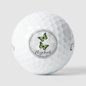 Green Butterfly Floral Golf Balls Golfballen (Voorkant)