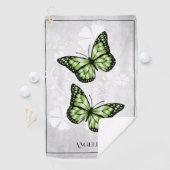 Green Butterfly Floral Golf Towel Golfhanddoek (Insitu)
